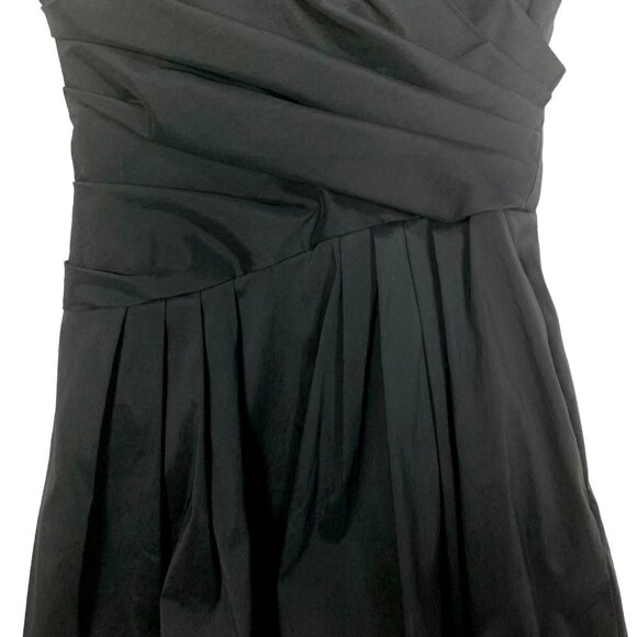 Betsy & Adam Taffeta Strapless Pleated 6 Mini Cocktail Dress Bubble Hem Black - Picture 6 of 11